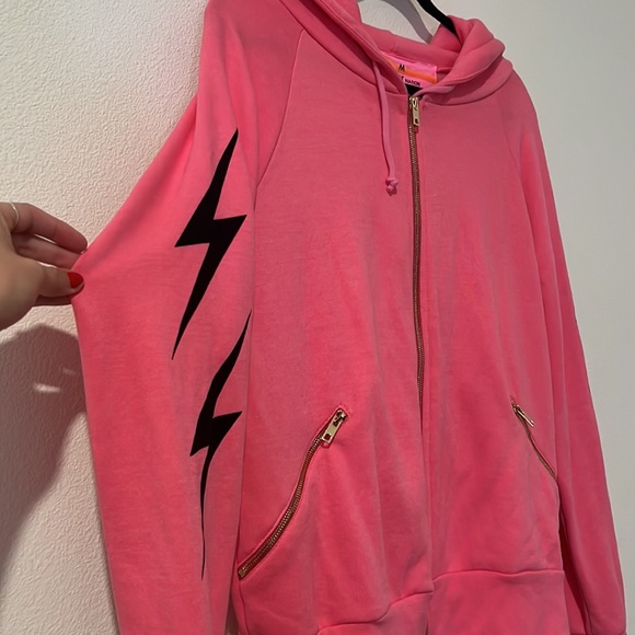 AVIATOR NATION — PARIS PINK BOLT HOODIE. Sz M - Picture 3 of 4